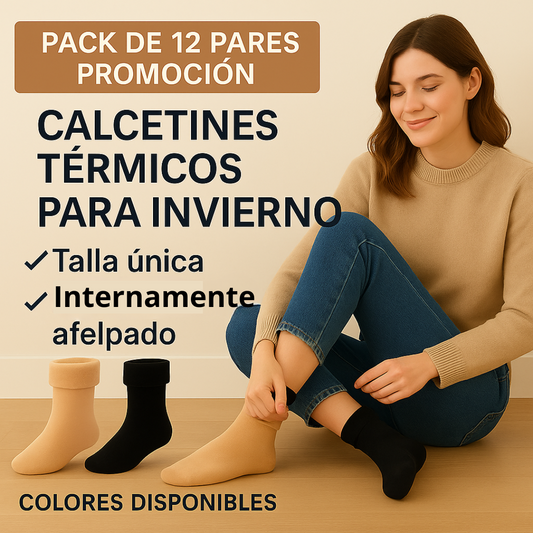 Pack 12 Calcetines Térmicos Suave Invierno – Calidez y Confort