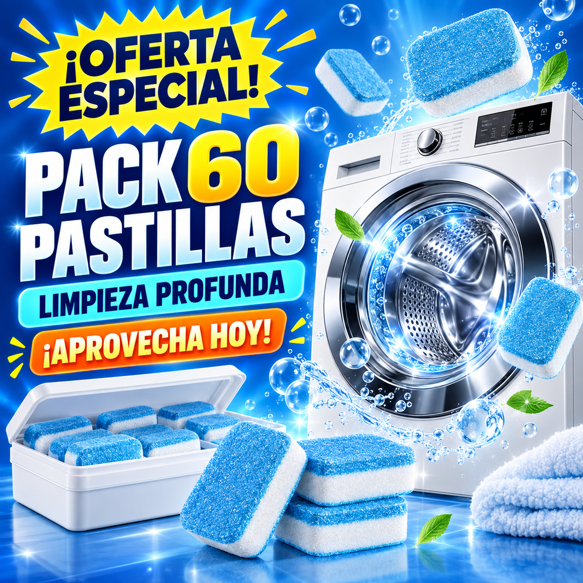 Pastillas Limpiadoras para Lavadora x60 — Pack 5 Cajas