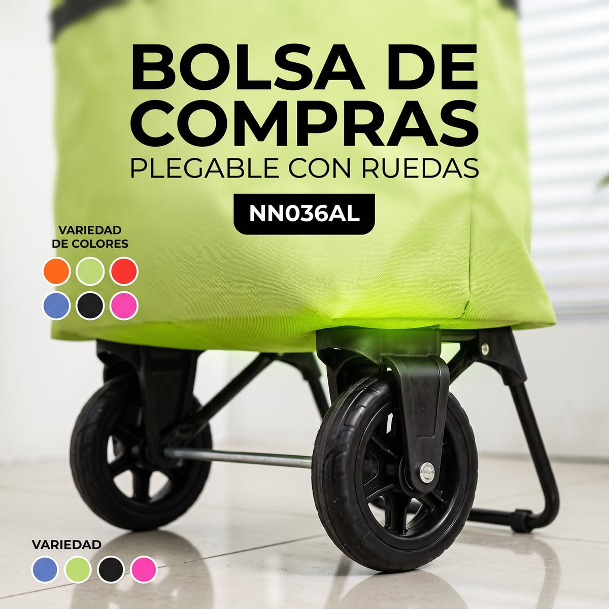 Bolso Plegable con Ruedas 2 en 1 – Carrito de Compras Convertible