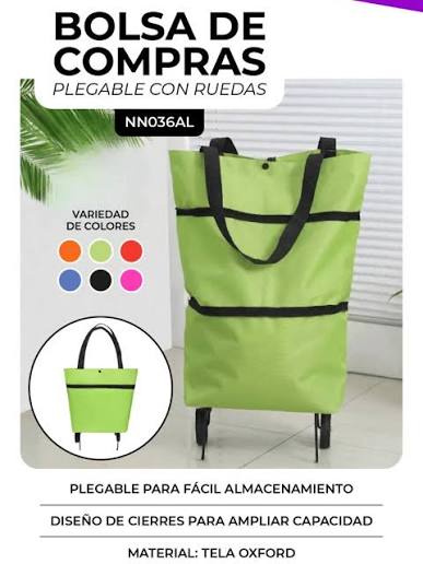 Bolso Plegable con Ruedas 2 en 1 – Carrito de Compras Convertible